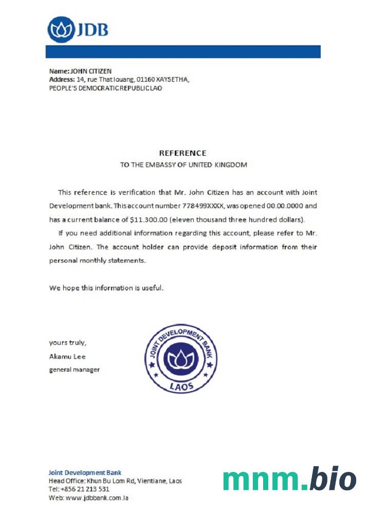 Przykład odniesienia do wspólnego Banku Rozwoju Laosu w formatach Word i PDF